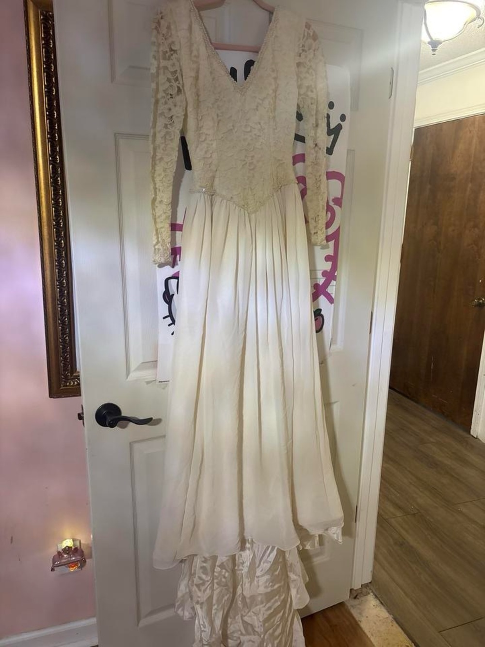 Lace Bodice Long Sleeve Ivory Wedding Gown